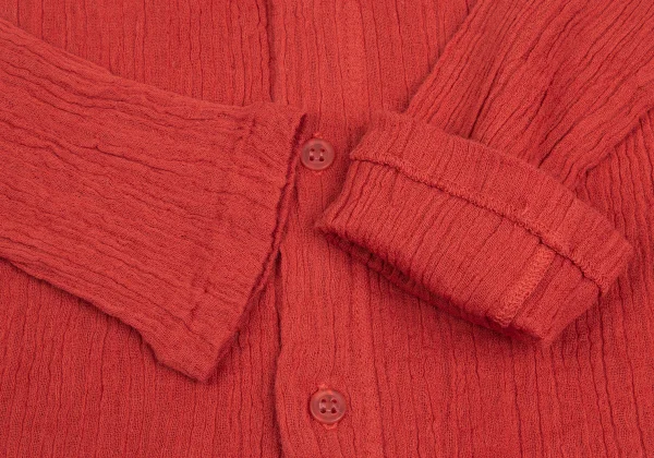 Plantation Dyed Cotton Linen Wrinkled Pleats Big-collar Shirt K-173538_008
