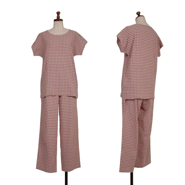 Plantation Check Weave T-shirt & Pants Red,Grey M K-173542_001