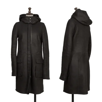 JIL SANDER Detachable Hood Shearling Coat
