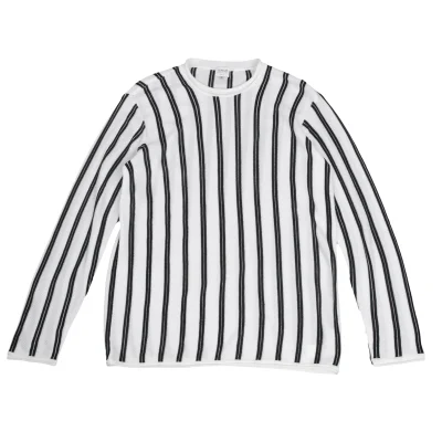 ARMANI COLLEZIONI Rayon Cotton Stripe Mesh Knit Top