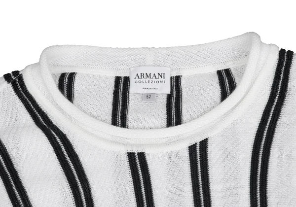 ARMANI COLLEZIONI Rayon Cotton Stripe Mesh Knit Top K-173552_003