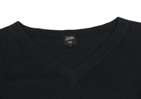 Jean Paul GAULTIER FEMME V-neck Cotton Long Sleeve Top K-173560_004
