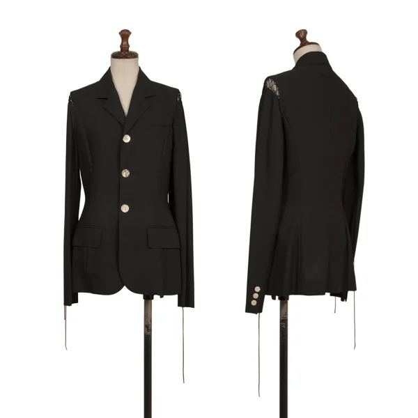 Jean Paul GAULTIER FEMME Shoulder Net Switching Jacket Black 40 K-173565_001
