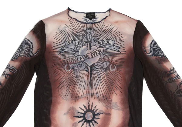 Jean Paul GAULTIER HOMME Tattoo Printed Mesh Top K-173568_002