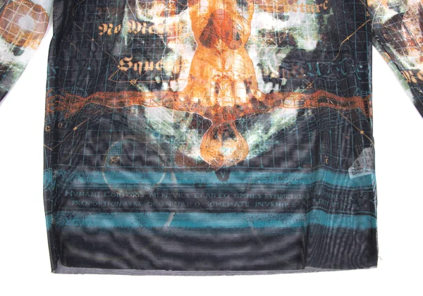 Jean Paul GAULTIER CLASSIQUE Cyber ​​Skull Print Knit Trim Mesh T-shirt K-173571_008