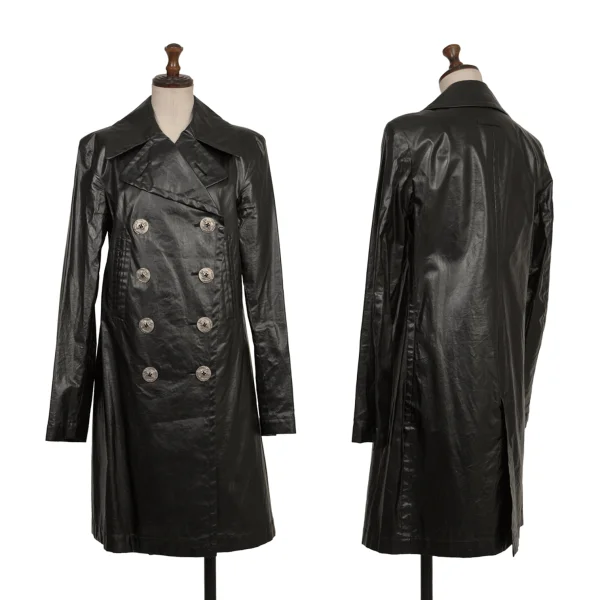 Jean Paul GAULTIER CLASSIQUE Coated Cotton Anchor Buttons Coat Black 40 K-173574_001