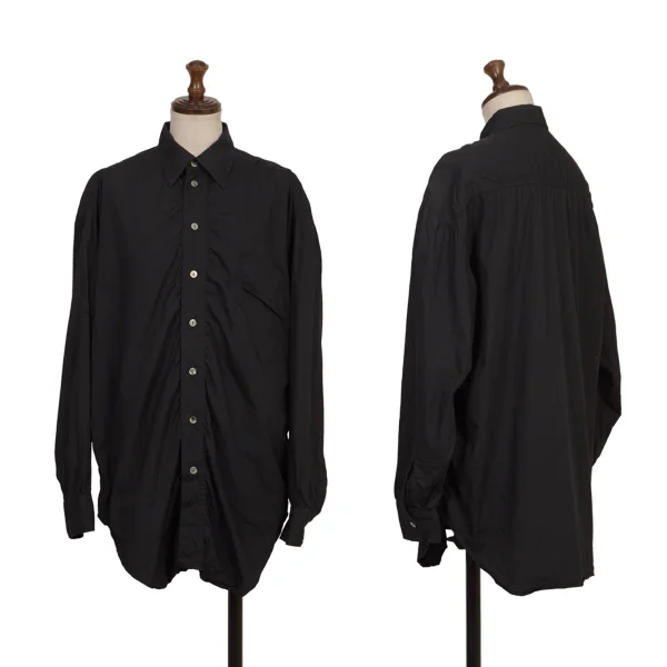 JUNIOR GAULTIER Cotton Front Gather Shirt Black 40 K-173581_001