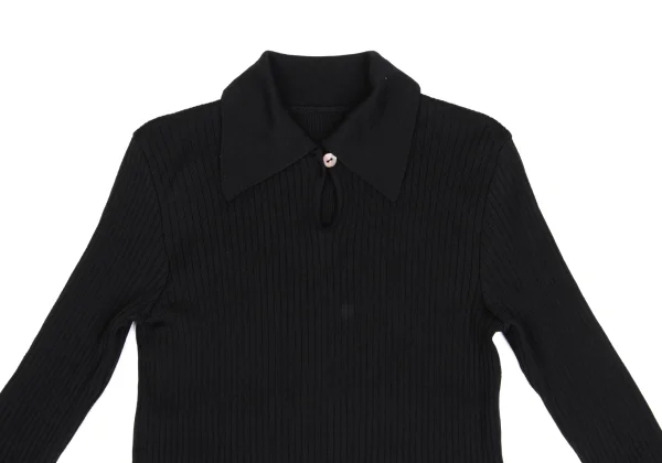 Unbranded Wool Skipper Rib Knit Polo Shirt K-173583_003
