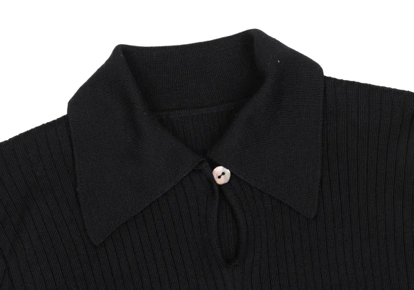 Unbranded Wool Skipper Rib Knit Polo Shirt K-173583_004