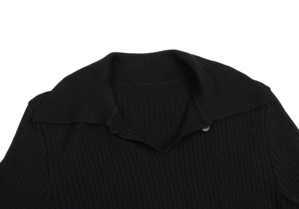 Unbranded Wool Skipper Rib Knit Polo Shirt K-173583_006