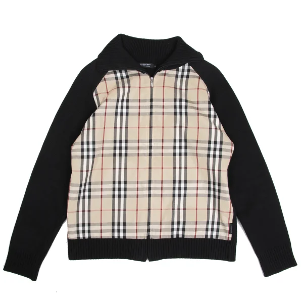 BURBERRY BLACK LABEL Nova Check Switching Zip-Up Knit Black,Beige 2 K-173589_001