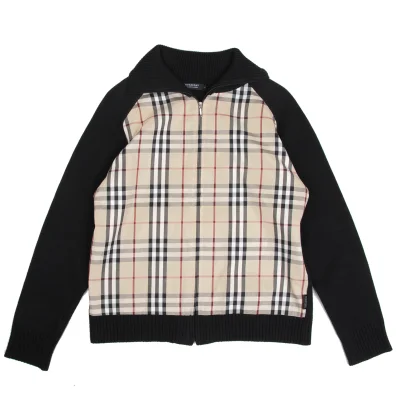 BURBERRY BLACK LABEL Nova Check Switching Zip-Up Knit