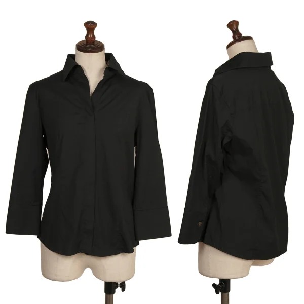 BURBERRY LONDON Point Embroidery Cotton Stretch Shirt Black 38 K-173590_001