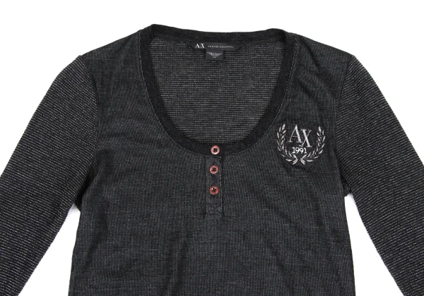 ARMANI EXCHANGE Embroidered Accent Henley Neck Knit Top K-173592_003