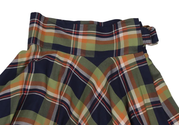 Y's Checker Belted Wrap Flare Skirt K-173595_003