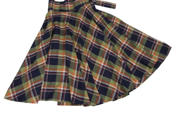 Y's Checker Belted Wrap Flare Skirt K-173595_006