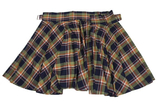 Y's Checker Belted Wrap Flare Skirt K-173595_007