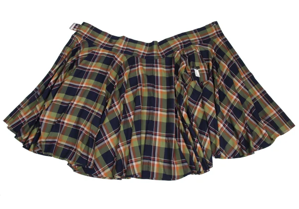 Y's Checker Belted Wrap Flare Skirt K-173595_009