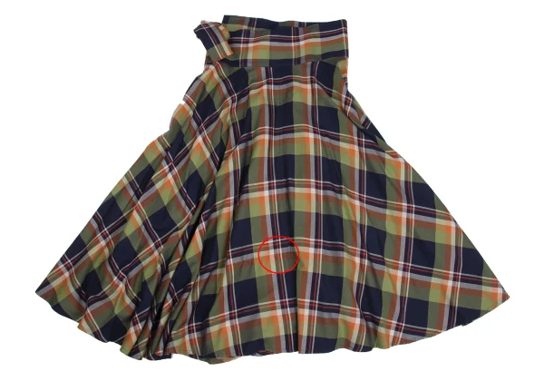 Y's Checker Belted Wrap Flare Skirt K-173595_010