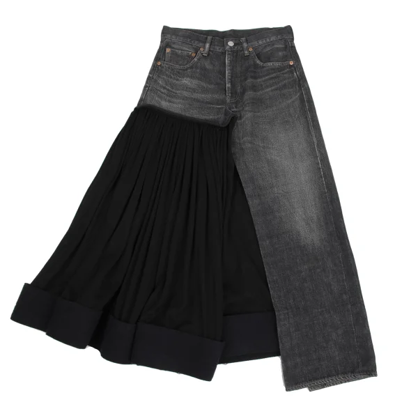 Yohji Yamamoto FEMME Spotted Horse Knit Docking Denim Skirt K-173597_002