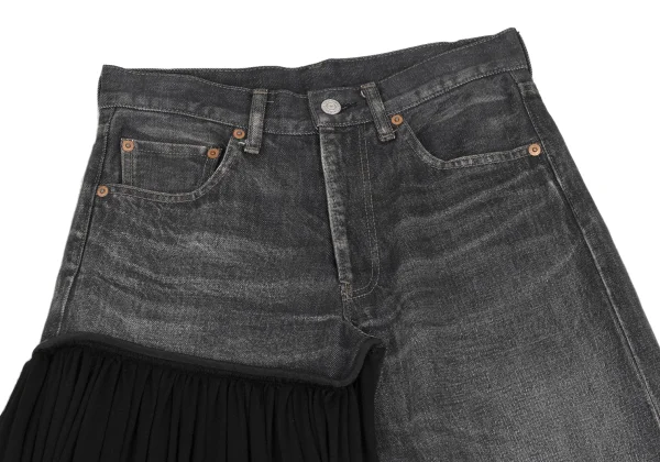 Yohji Yamamoto FEMME Spotted Horse Knit Docking Denim Skirt K-173597_003