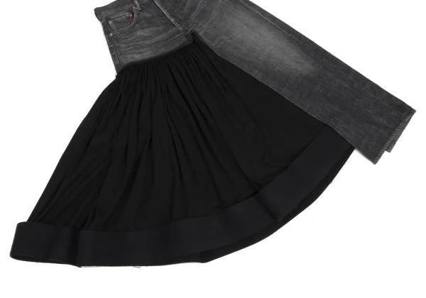 Yohji Yamamoto FEMME Spotted Horse Knit Docking Denim Skirt K-173597_007