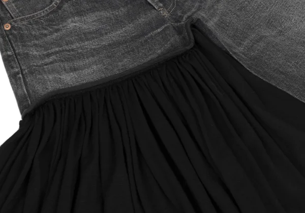 Yohji Yamamoto FEMME Spotted Horse Knit Docking Denim Skirt K-173597_008