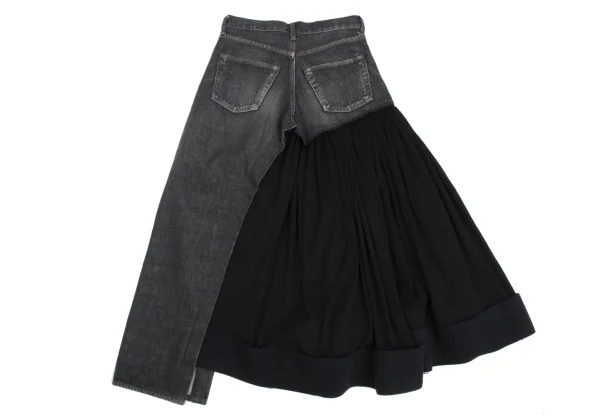 Yohji Yamamoto FEMME Spotted Horse Knit Docking Denim Skirt K-173597_012