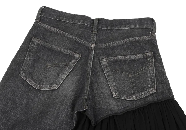 Yohji Yamamoto FEMME Spotted Horse Knit Docking Denim Skirt K-173597_013