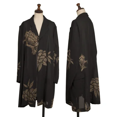 COMME des GARCONS Floral Print Sheer Buttonless Long Jacket