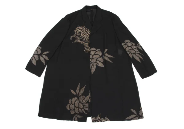 COMME des GARCONS Floral Print Sheer Buttonless Long Jacket K-173598_002