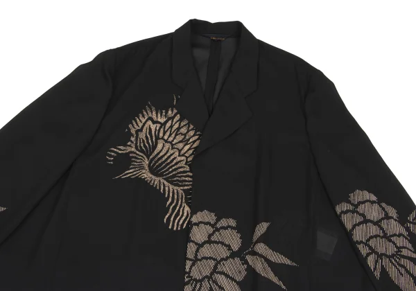 COMME des GARCONS Floral Print Sheer Buttonless Long Jacket K-173598_003