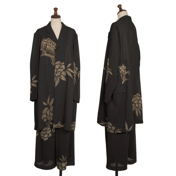 コムデギャルソンCOMME des GARCONS フラワープリントシースルーセットアップ 黒ベージュM K-173600_001