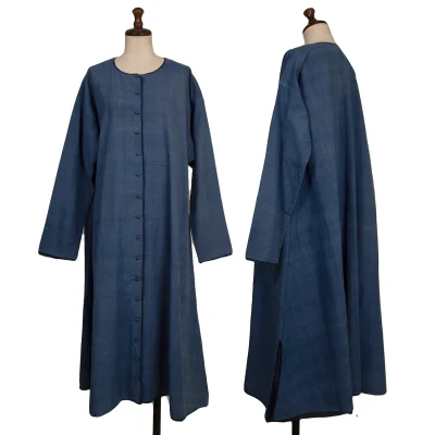ASHA BY MDS Layered Design Collarless Shirt Dress