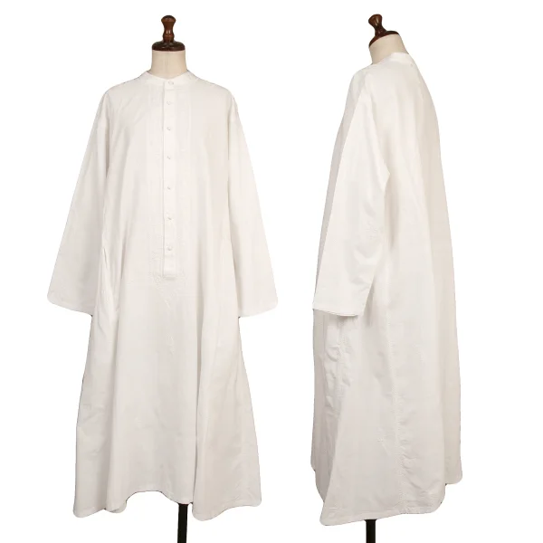 ASHA BY MDS Embroidery Pullover Band-collar Shirt Dress White M K-173614_001