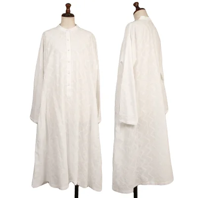 ASHA BY MDS Zigzag Embroidery Pullover Band-collar Shirt Dress