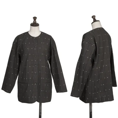 ASHA BY MDS Dot Weave Stripe Collarless Jacket
