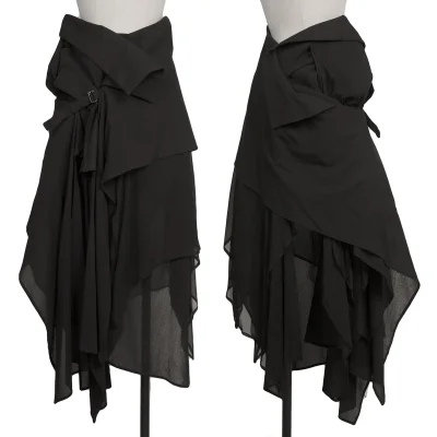 Yohji Yamamoto FEMME Linen Blend Asymmetric Drape Skirt