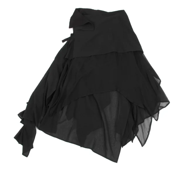 Yohji Yamamoto FEMME Linen Blend Asymmetric Drape Skirt K-173625_002