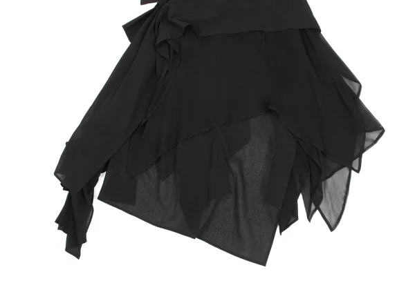 Yohji Yamamoto FEMME Linen Blend Asymmetric Drape Skirt K-173625_007