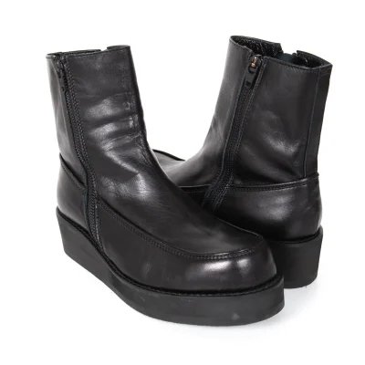 Y's Leather Platform Zip-up Boots