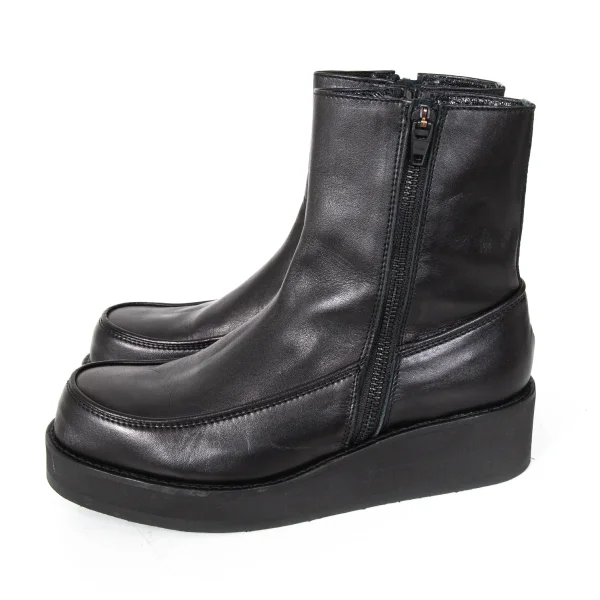 Y's Leather Platform Zip-up Boots K-173627_003