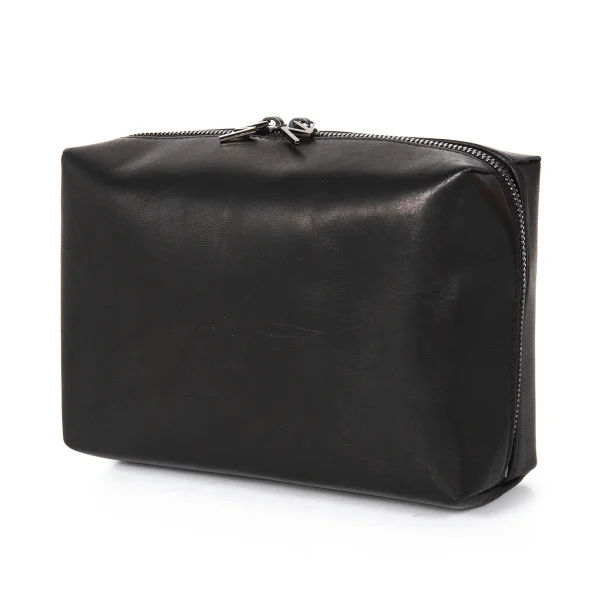 Yohji Yamamoto Logo Faux Leather Pouch Black  K-173628_001