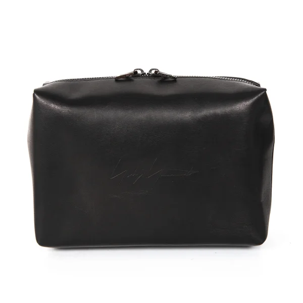 Yohji Yamamoto Logo Faux Leather Pouch K-173628_002