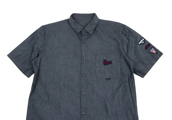 Papas Logo Patch Cotton Chambray Short Sleeve Shirt  K-173629_002