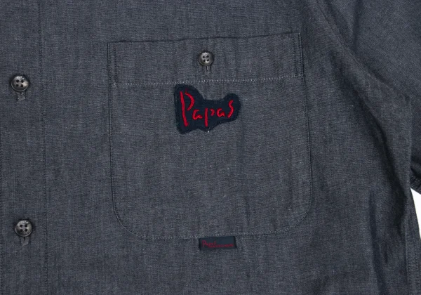 Papas Logo Patch Cotton Chambray Short Sleeve Shirt  K-173629_005