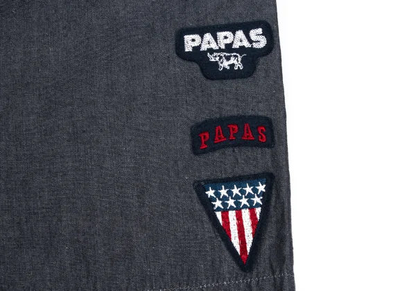 Papas Logo Patch Cotton Chambray Short Sleeve Shirt  K-173629_008