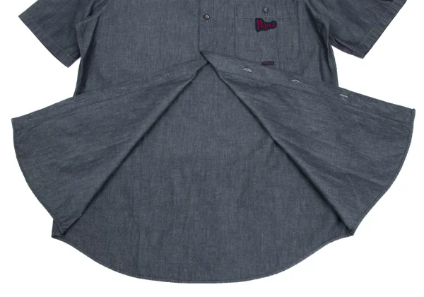 Papas Logo Patch Cotton Chambray Short Sleeve Shirt  K-173629_010
