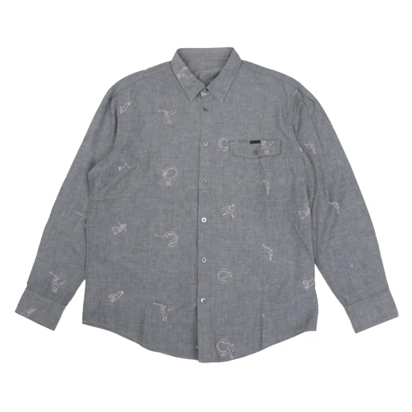 Papas Baseball Embroidery Long Sleeve Cotton Shirt Grey 48M K-173630_001