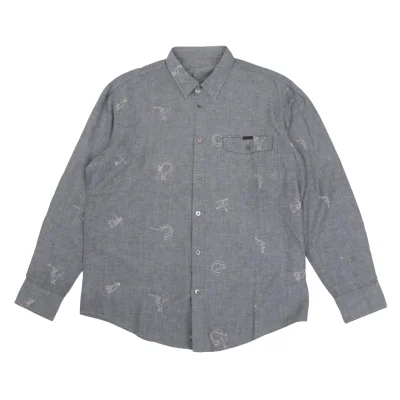 Papas Baseball Embroidery Long Sleeve Cotton Shirt